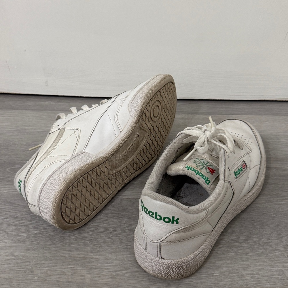 Reebok White with Green C85 Sneakers - Picture 3 of 7